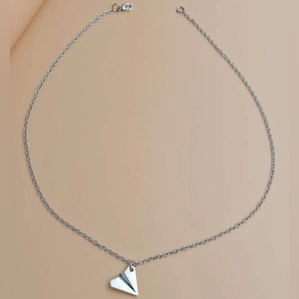 Paper Airplane Silver Necklace
